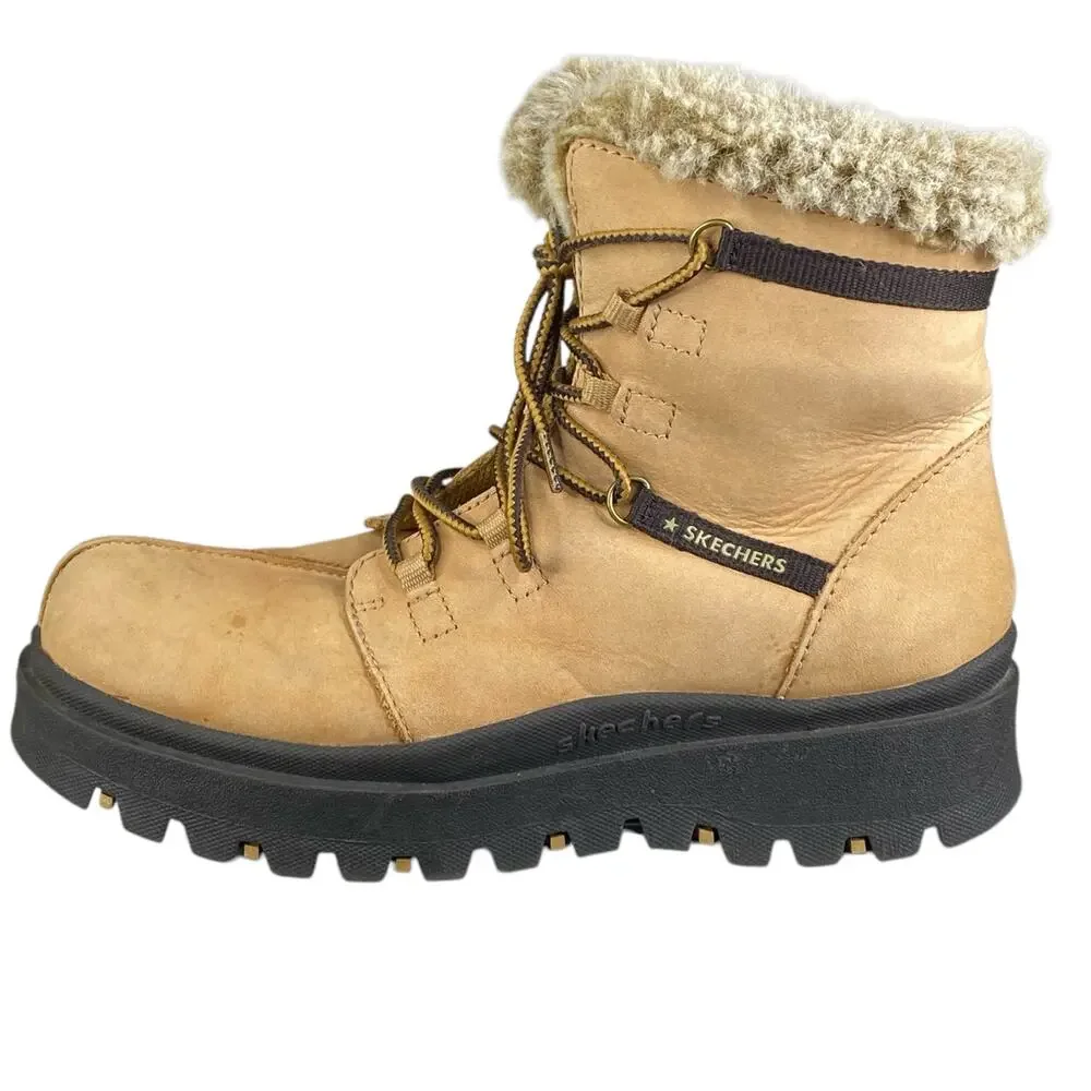 Vintage Y2K Skechers Women’s Jammers Tan Suede Winter Boot Size US 9